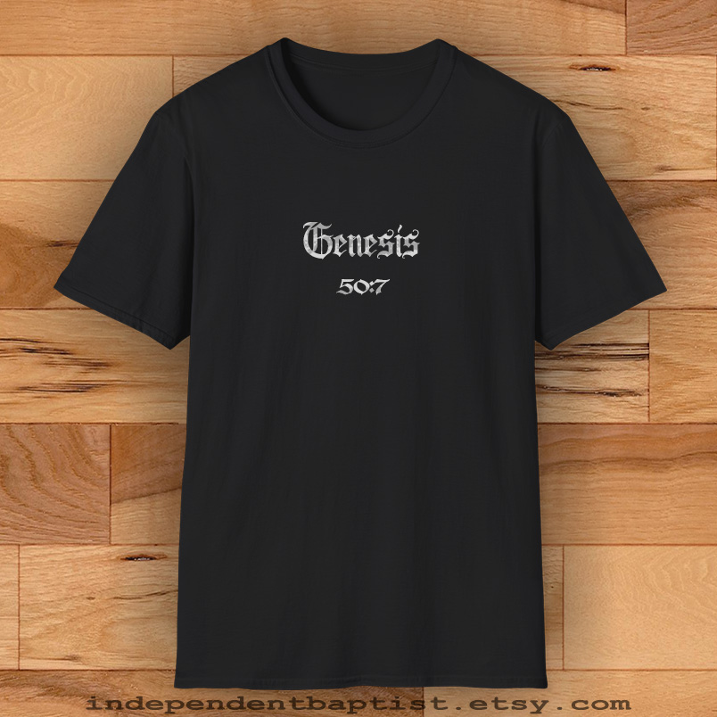 Mens Bible Verse T Shirt Genesis 50:7